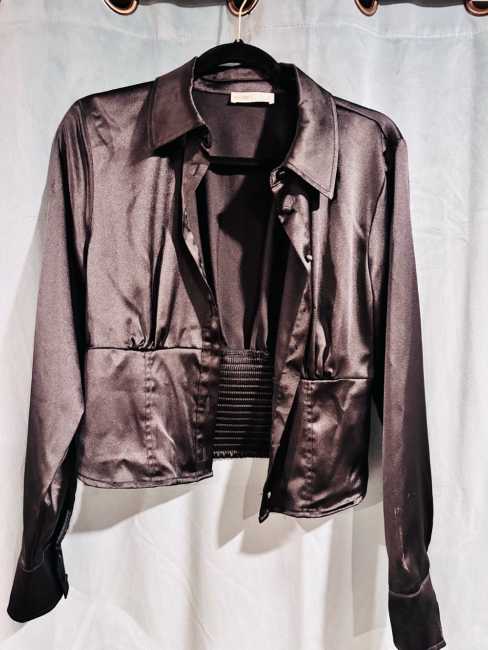 Satin Crop Jacket in Black
